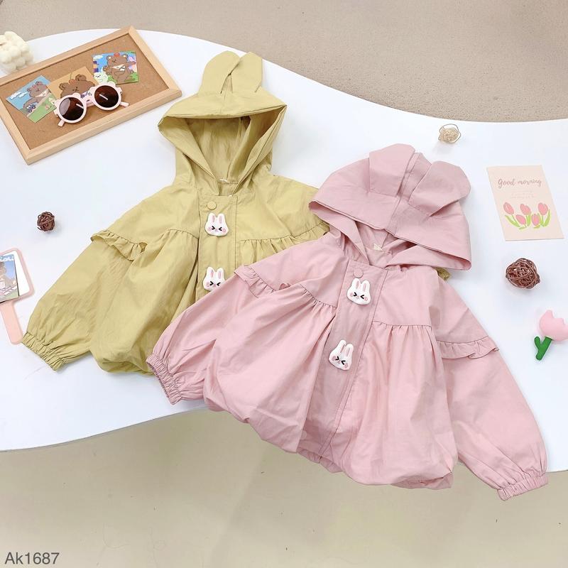 Hey Susie AK1687- Áo Khoác Tay Bồng Đính Thỏ Hồng/Xanh Cho Bé Gái Size 9-21kg