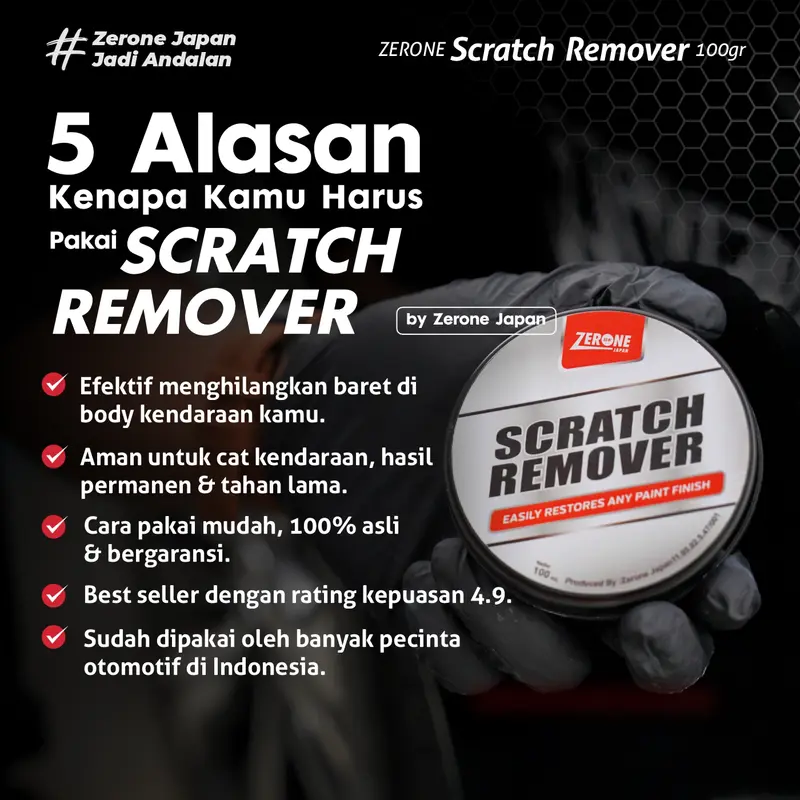 ZERONE Scratch Remover 100 gram - Penghilang Baret Body Mobil Motor Mudah Digunakan Car Paint 2