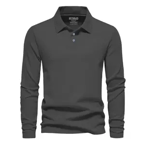 Reckblud  Kaos Polo Lengan Panjang Kerah T-Shirt Pria Wanita Abu Tua