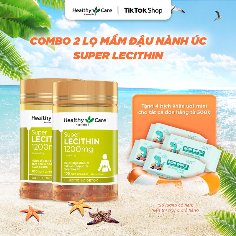 Combo 2 Mầm Đậu Nành Úc Healthy Care Super Lecithin 1200mg 100 Viên
