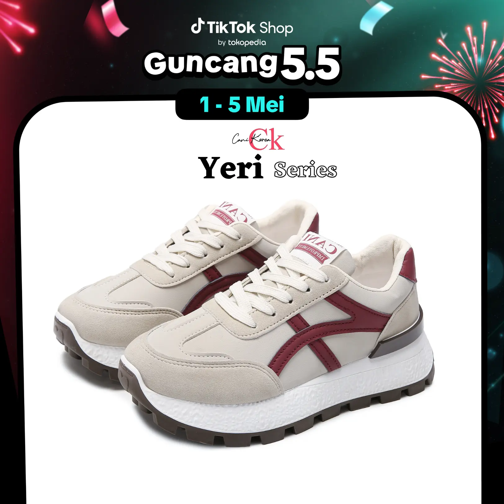 CANIKOREA Yeri Sepatu Wanita Kasual Sneaker Senam Sport Fashion Sol Karet Empuk K9238
