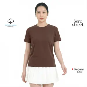 Aerostreet T Shirt Cotton Cloud Clarie Brown Woman Basic Tshirt Kaos 1B100