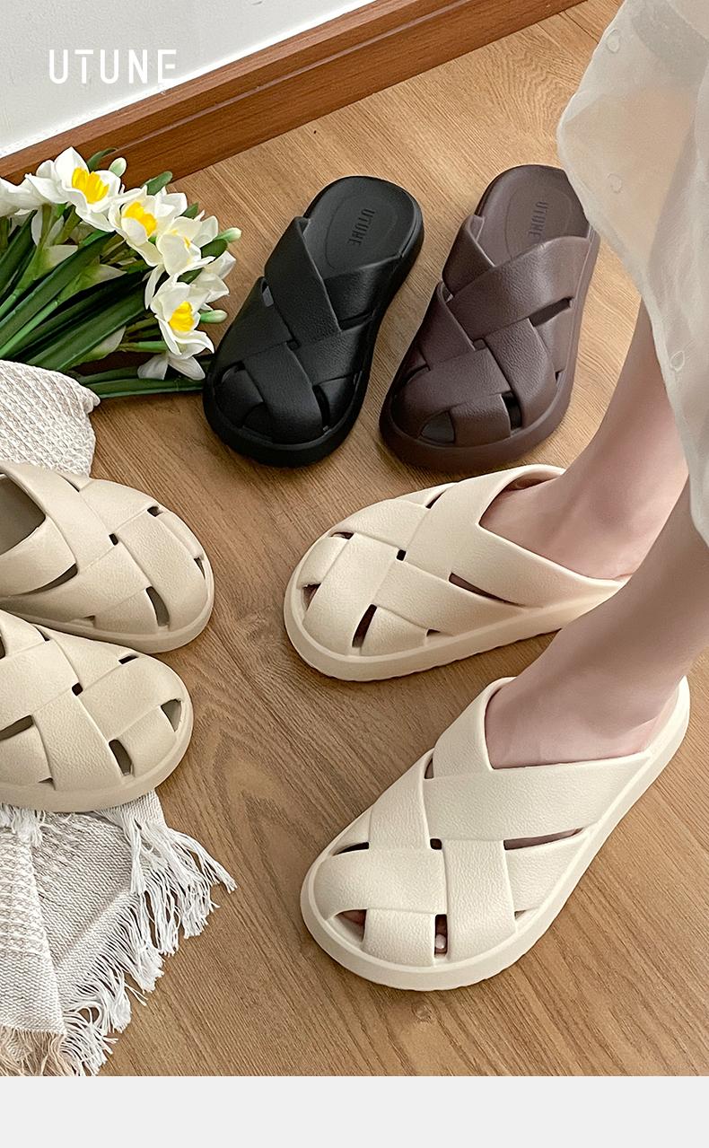 UTUNE Sandal Anyaman EVA Nyaman Ringan Anti Slip untuk Pria Wanita Cocok Dipakai di Rumah Pantai Jalan-jalan Trend 2025 Shoes Sendal