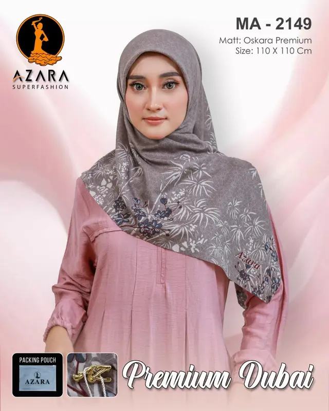 AZARA - Khusus Seragaman - Jilbab Segi Empat Oskara Motif Seragaman 110x110cm LC Logo Metal Voal 0