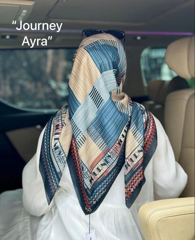 Kerudung Segi Empat Motif Jorney Disya Ayra Fara Series Jilbab Mewah Nyaman Voal Muslim Square Santai 2