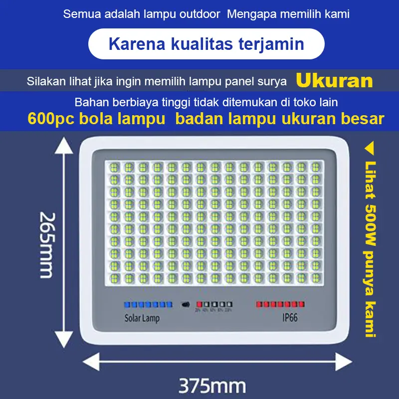 【Beli 1 gratis 1】solar Lampu tenaga matahariLampu tenaga surya Lampu led surya Solar cell Lampu outdoor Super terang  1500W 2000W Lampu sorot solaourtyard Garansi 10 tahun 0 Biaya listrik sepanjang tahun Level tahan air IP67 lampu jalan 6