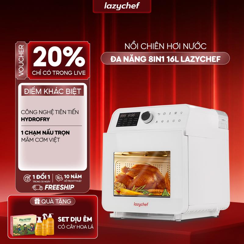 Nồi Chiên Không Dầu Hơi Nước LazyChef 16L, Lò Nướng Đa Năng Cao Cấp 8in1, Dây Mayso Ẩn Dễ Vệ Sinh, Bảo Hành 24 Tháng