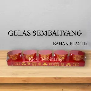Gelas Sembahyang Plastik Warna Merah Isi 5 Pcs