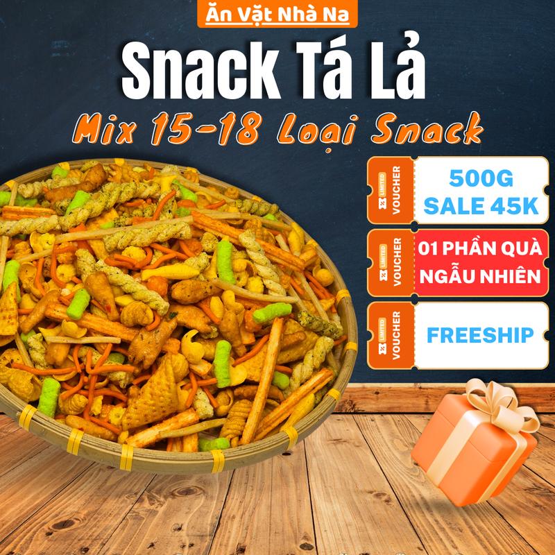 [FreeShip] Snack Tá Lả, Bim Bim Ăn Vặt Nhà Na, Mix 15 Vị Truyền Thống, 500g