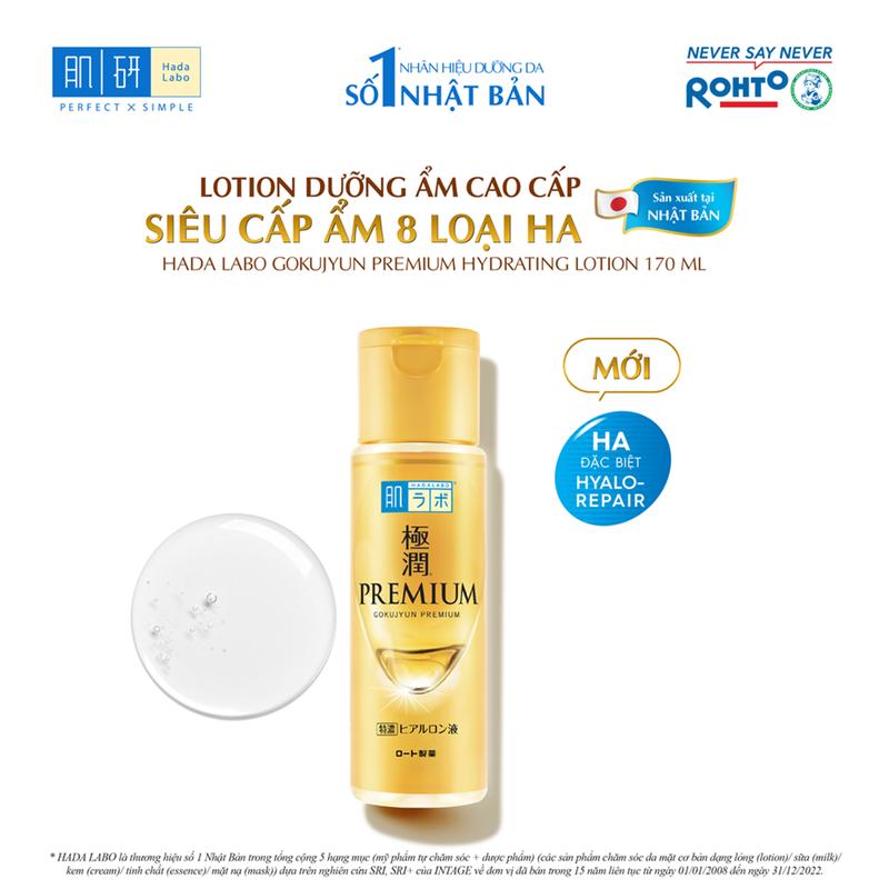 Dung dịch dưỡng ẩm và dưỡng trắng da HADA LABO GOKUJYUN PREMIUM LOTION 170ml