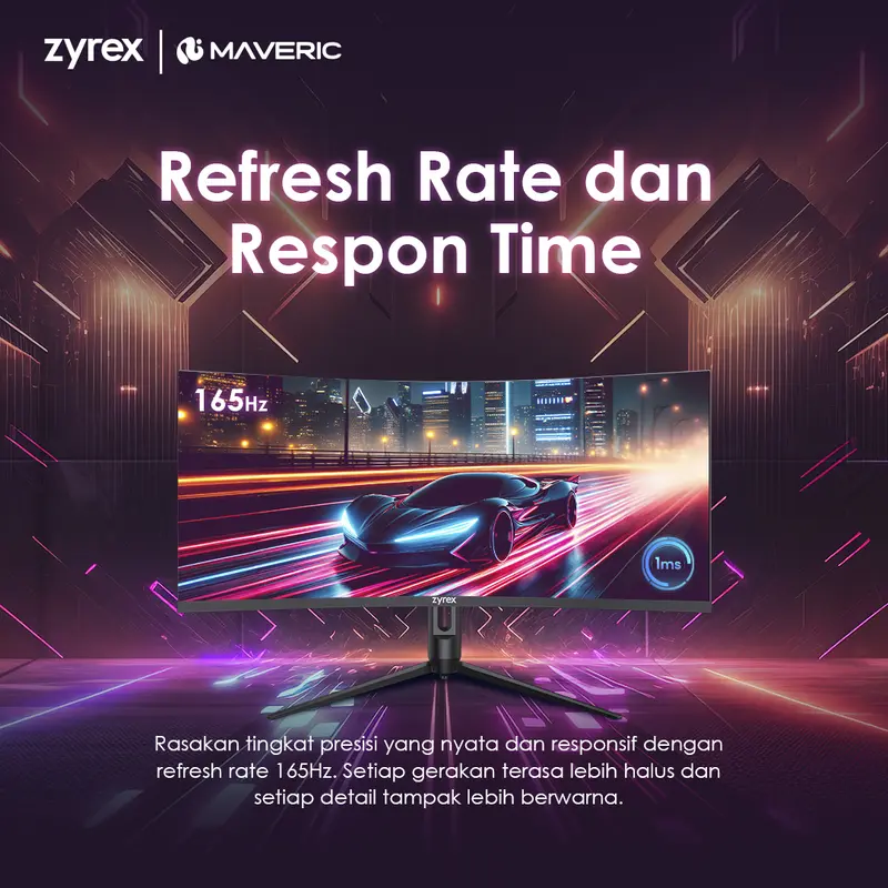 Zyrex Maveric 27F monitor 27 inch Full HD 1080p IPS 180 Hz Flat G-SYNC Compatible Freesync Flicker Free Blue Light Filter Garansi Resmi 2 Tahun 5
