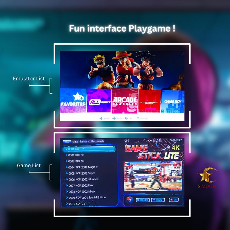 SMOON118P - PLAYGAME - DOUBLE STICK - 30.000+ GAMES - FOR TV + COMPUTER + PROYEKTOR - NO NEED WIFI 5