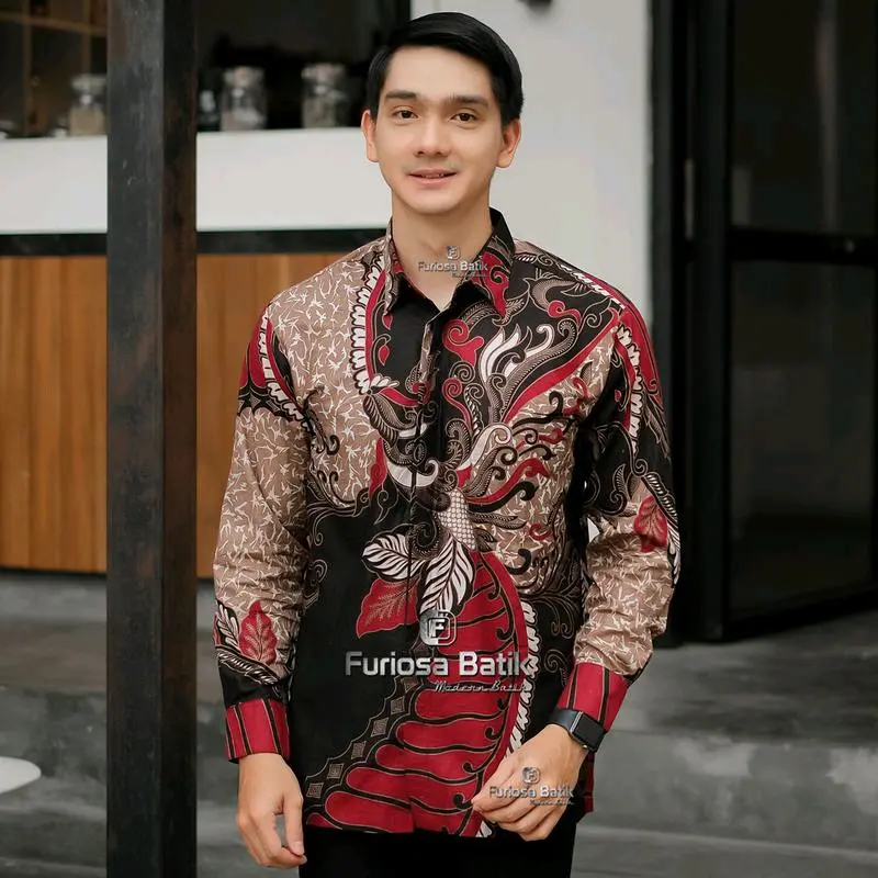 KEMEJA PRIA BATIK  MOTIF AYAM KANCING DIBAWAH 6