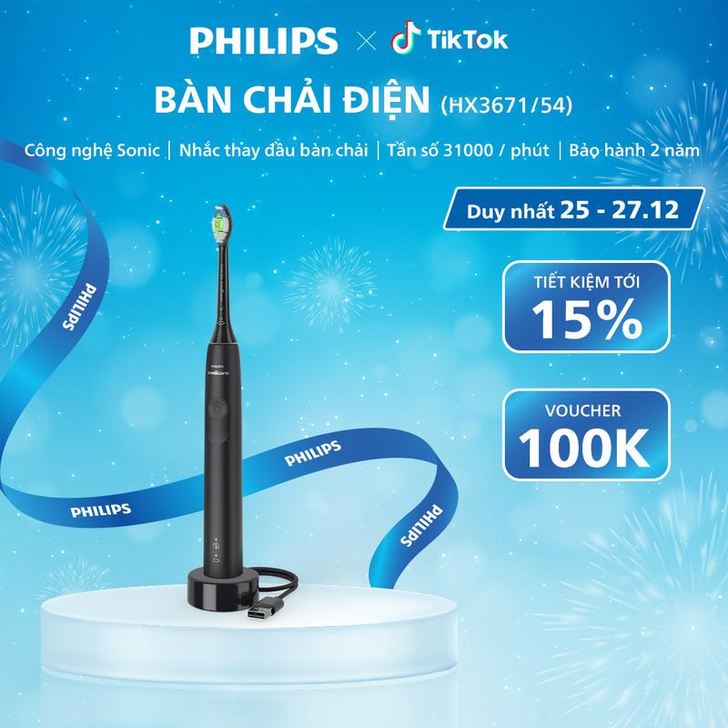  Bàn Chải Điện PHILIPS Sonicare HX3671 54 Công Nghệ Sóng Âm Chải Sạch Mảng Bám Trắng Răng dành cho Nữ Nam Bảo Hành 24 Tháng 