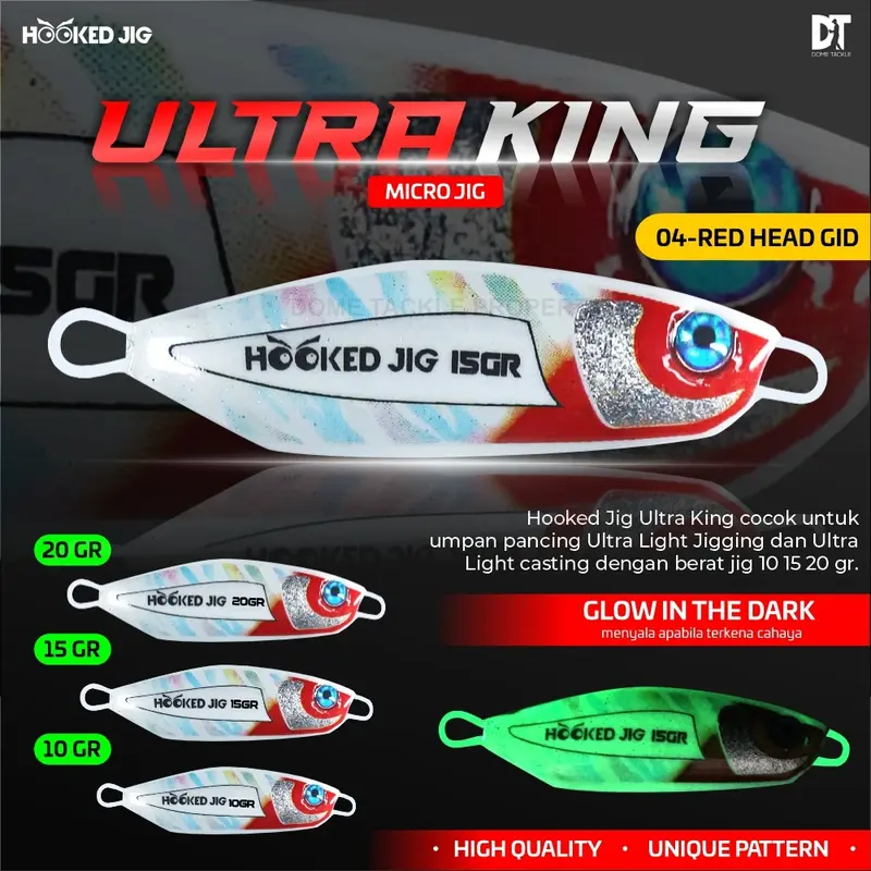 Micro Jig Ultra King By Hooked Jig Umpan Micro Jig I Metal Jig Umpan Pancing Jigging 10 15 20 30 40 60 Gram & Assist Hook Chinu Custom Size 7 4