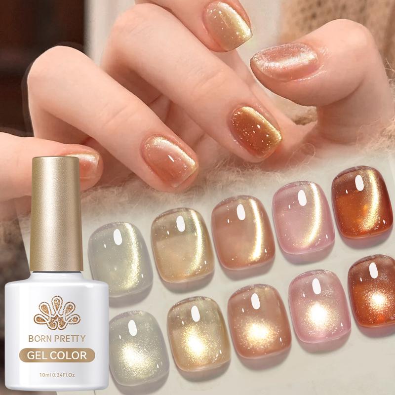 Gel Mắt Từ Tính Hình Mèo Vàng, Born Pretty, Siêu Bóng, 10ml, Thích Hợp Để Tự Làm Móng Nghệ Thuật, UV Và Đèn LED, Ngâm Tắt, 60203