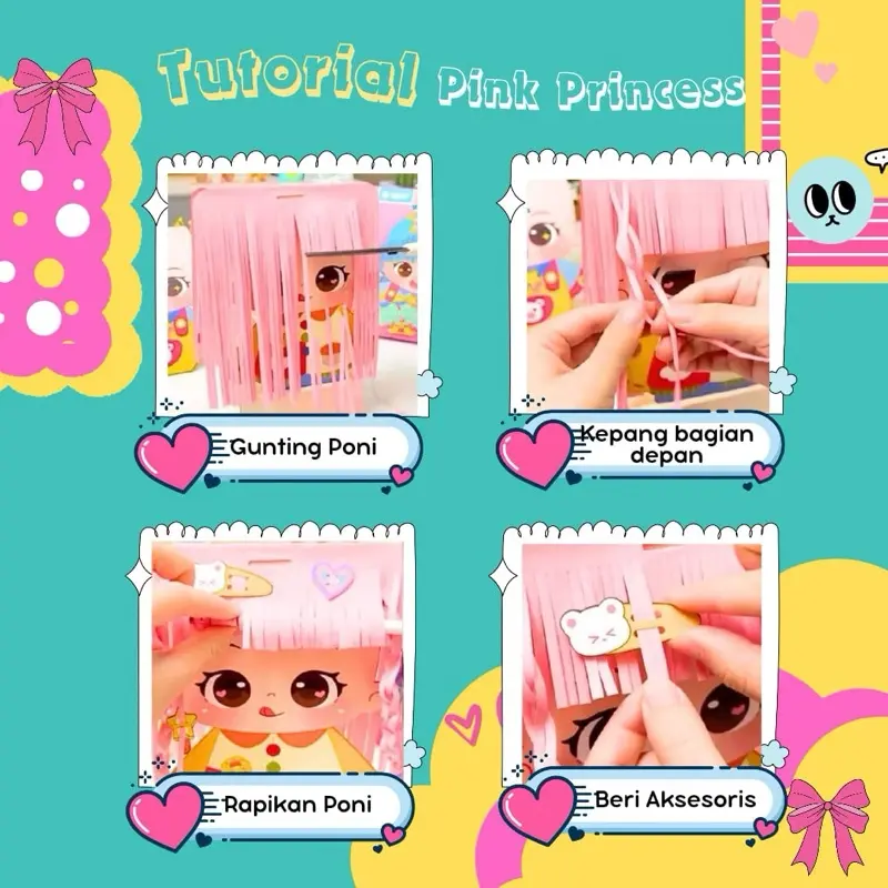 Mainan Anak Boneka Kertas Edukatif DIY Gunting Rambut Mainan Anak Perempuan Puzzle Magic Hairdresser/DIY Magic Hair/Mainan Salon Gunting Rambut DIY Makeover Hair Salon hairdresser 3