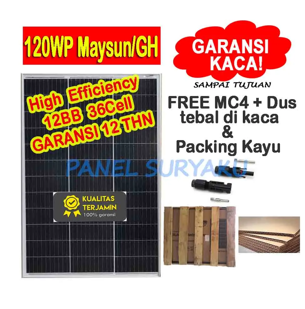 Solar Panel Surya 120wp Mono Solar Cell 120wp Mono Original FREE Packing kayu