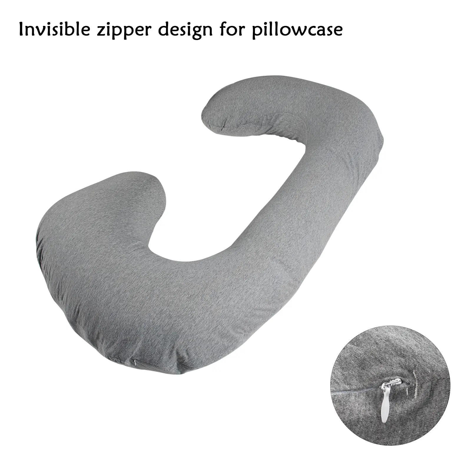 display4top Full Body Pregnancy Pillow,Nursing Pillow, C-Shaped Maternity Pillow for Pregnant Women (Gray)
