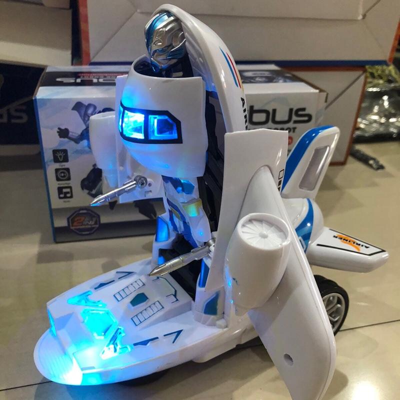 Mainan Pesawat airbus bisa jadi robot lampu dan suara 1