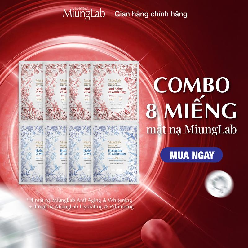 HỘP 8 MIẾNG MẶT NẠ SINH HỌC PHÔI DỪA TƯƠI LÊN MEN TỰ NHIÊN DƯỠNG ẨM DƯỠNG TRẮNG NGĂN NGỪA LÃO HÓA PREMIUM MIUNGLAB 25G MIẾNG