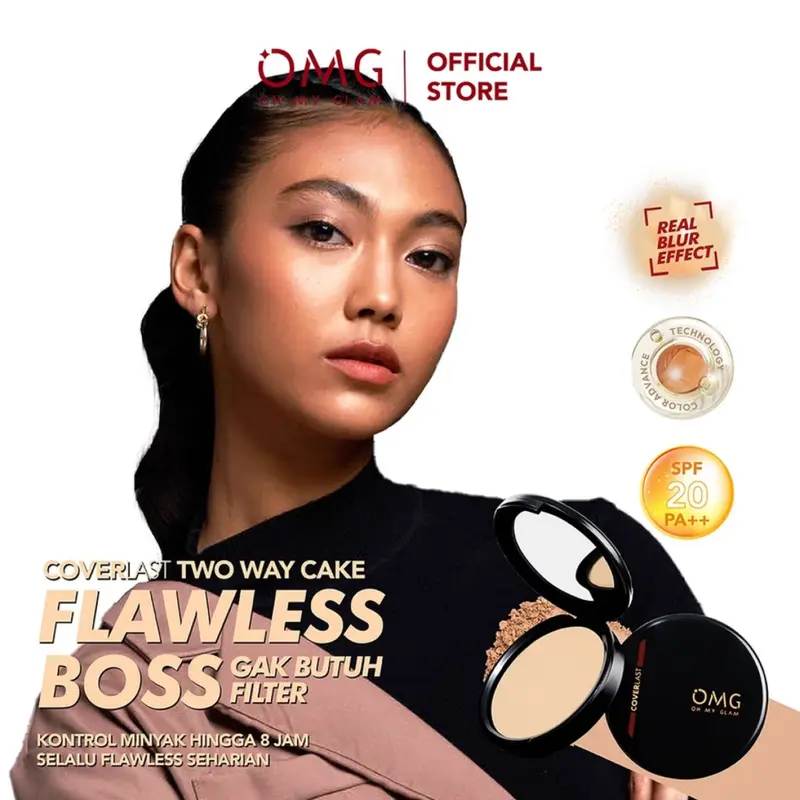 OMG Oh My Glam Coverlast Two Way Cake - Real blur effect 12 g - Bedak Padat Kontrol Minyak Hingga 8 Jam 2