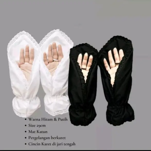 Sarung Tanagn Haji Umroh Muslimah Sarung Tanagn Sholat Handsock wanita putih hitam Lembut Tangan Panjang