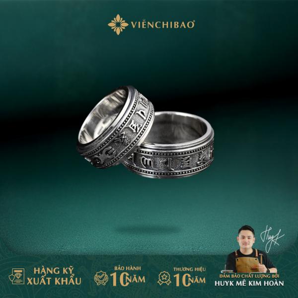 HuyK - Viễn Chí Bảo NHẪN LỤC TỰ CHÂN NGÔN ĐÀ LA NI Xoay 360 độ Phụ kiện trang sức Nam Bạc S925 N100886
