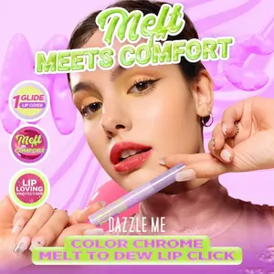 DAZZLE ME Color Chrome Melt To Dew Lip Click - Lip Gloss Tinted Lip Balm Tahan Lama Watery Glossy Serum Lipstick Moisturizing Melting