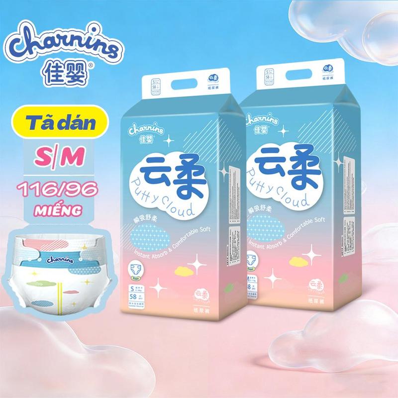 Charnins Combo 2 Bịch Tã Dán Bỉm Quần Sơ Sinh Cho Bé Trẻ Em pH<7 Ngừa Hăm Đai Chun Đệm Mây Mềm Mại Co Dãn 4 Chiều Siêu Mỏng Thấm Hút Bề Mặt Khô Thoáng Cho Bé Từ 4-20kg