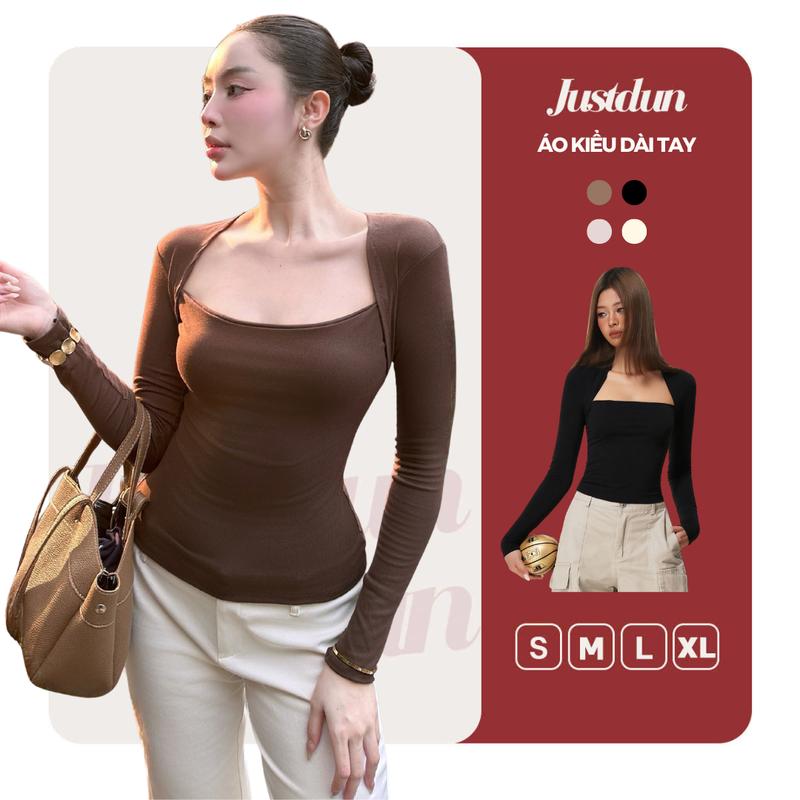  Áo Thun Dài Tay Ôm Body Cúp Ngực Cotton Mịn Siêu Co Giãn Justdun 708 