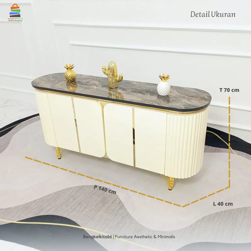 Quinnova Meja TV Minimalis Modern Rak TV Lemari TV Bufet TV Minimalis Buffet Oval Credenza Aesthetic 3