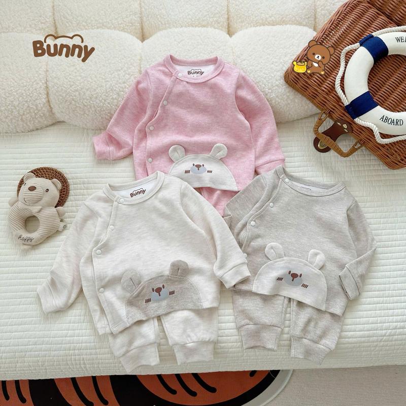   BST Mới  Bộ Quần Áo Dài Tay Nỉ Tăm Thu Đông Hình Gấu Bunny,Hinee Mềm Mại Tone Hàn Ấm Áp Và Đáng Yêu Cho Bé 