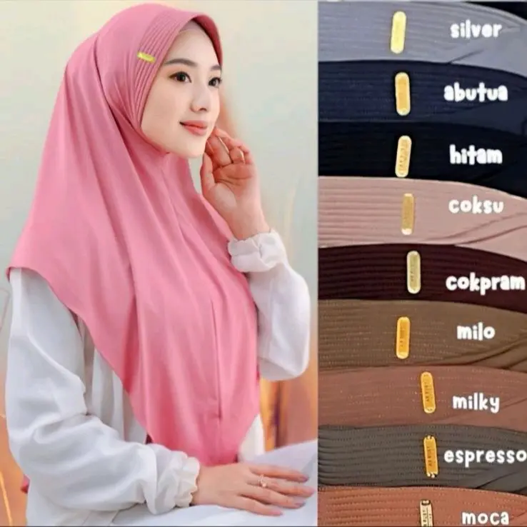 [ISI 6 PICIS] Jilbab Bergo Hamidah Size L Akrilik Panjang Santai Kerudung Instan Muslim Variasi Nyaman - Chido - Hitam, Lembut 1