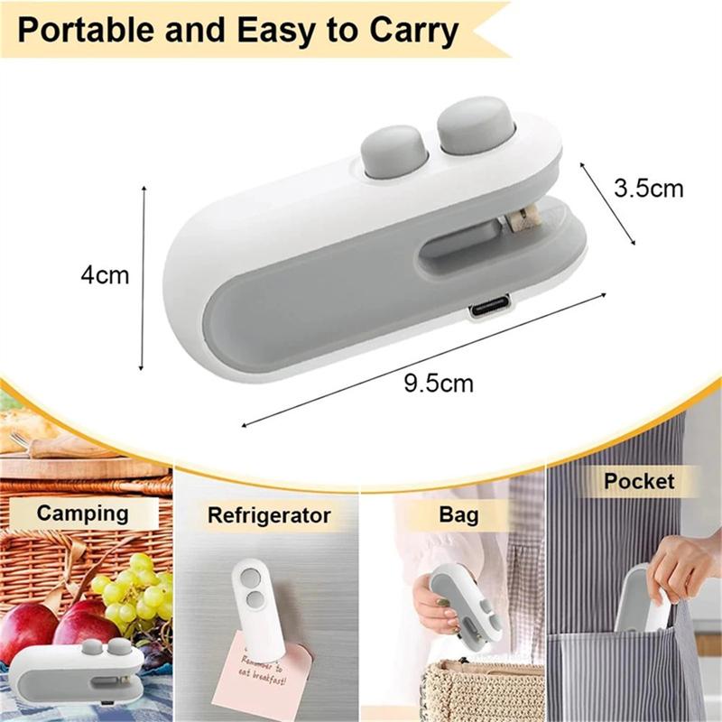 Product Introduction of 2 In 1 Portable Heat Sealer Kitchen Mini Bag Sealing Machine Rechargeable Heat Sealing Snack Packaging 10