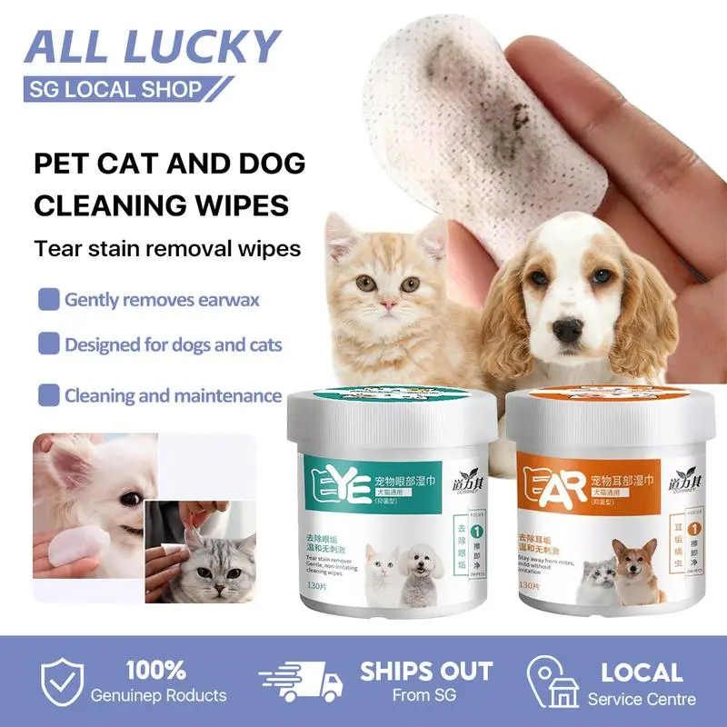 Pet Wipes Dogs Cats Ear/Eye Grooming Tear Stain Remover Cleaning Wet Cotton Remover Gently pet wipe tissue