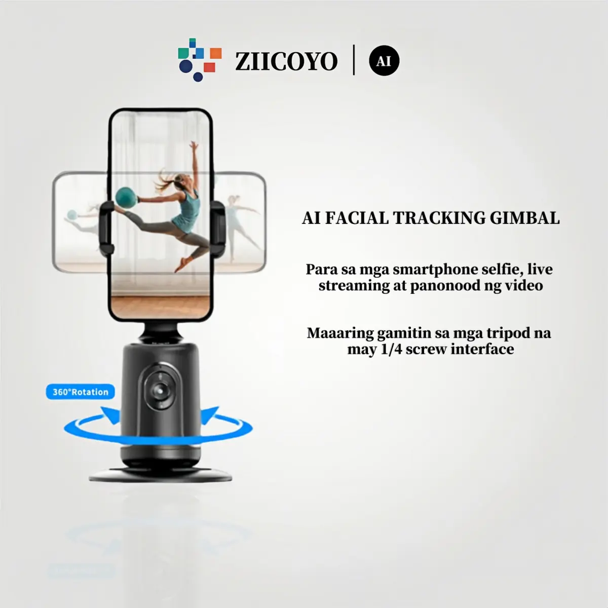 ZIICOYO Intelligent facial recognition Cellphone gimbal for smartphone selfies, live broadcast recording and video viewing.Can be used with tripods with 1/4 screw interface.Phone Holder/Selfie Accessories