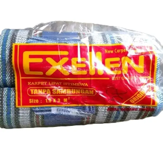 Tikar Lipat Exellen | Tiker Hajatan Tanpa Sambungan | Karpet lipat Ukuran 1.9 x 3 meter dan 1.9 x 1 meter Paling super Biru Merah Hijau Tali