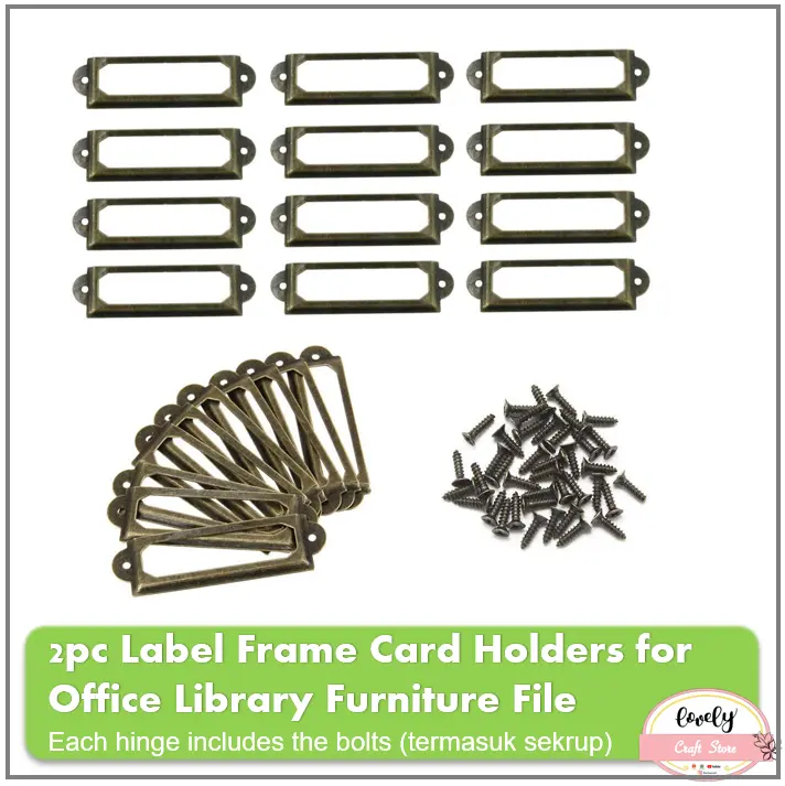 LovelyCraftStore | 2pc Label Frame Card Holders with screws for Office Library Furniture Card File Drawer Cabinet