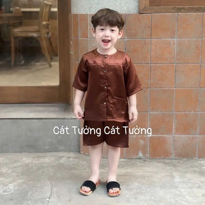 Mã 5 bộ bà ba đùi áo cúc cho bé trai từ 8-35kg chất phi lụa mềm , mịn, mát 1