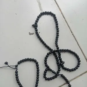 PROMO Kalung Tasbih 99 butir Batu Blustin GRATIS Gelang Blustin Keren Pria Wanita Anti Karat Liontin Termurah Hitam
