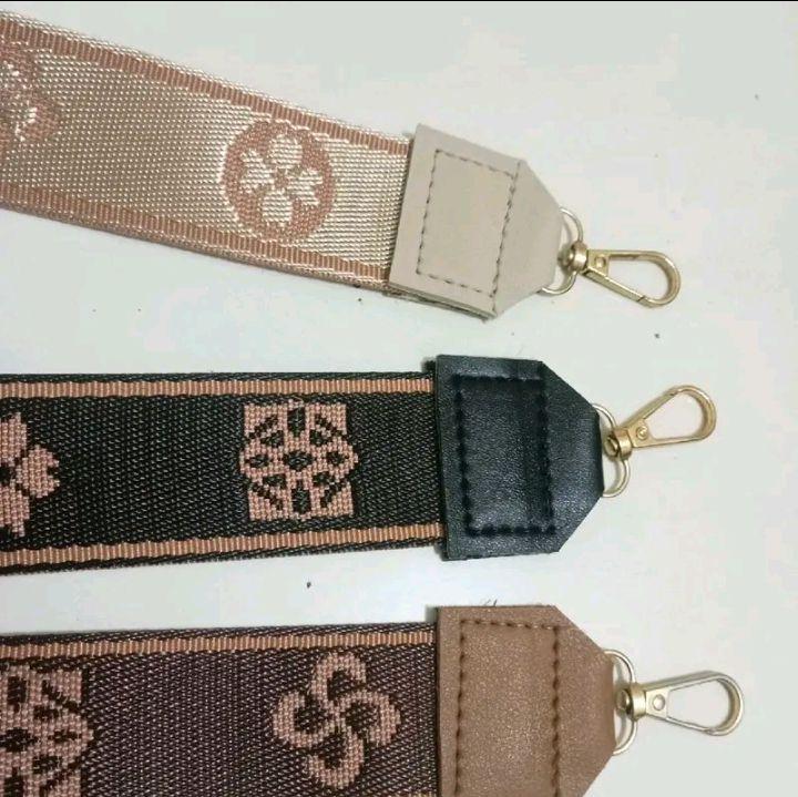 JS - tali tas selempang wanita motif bunga acc gold panjang 120 cm lebar 4 cm multifungsi