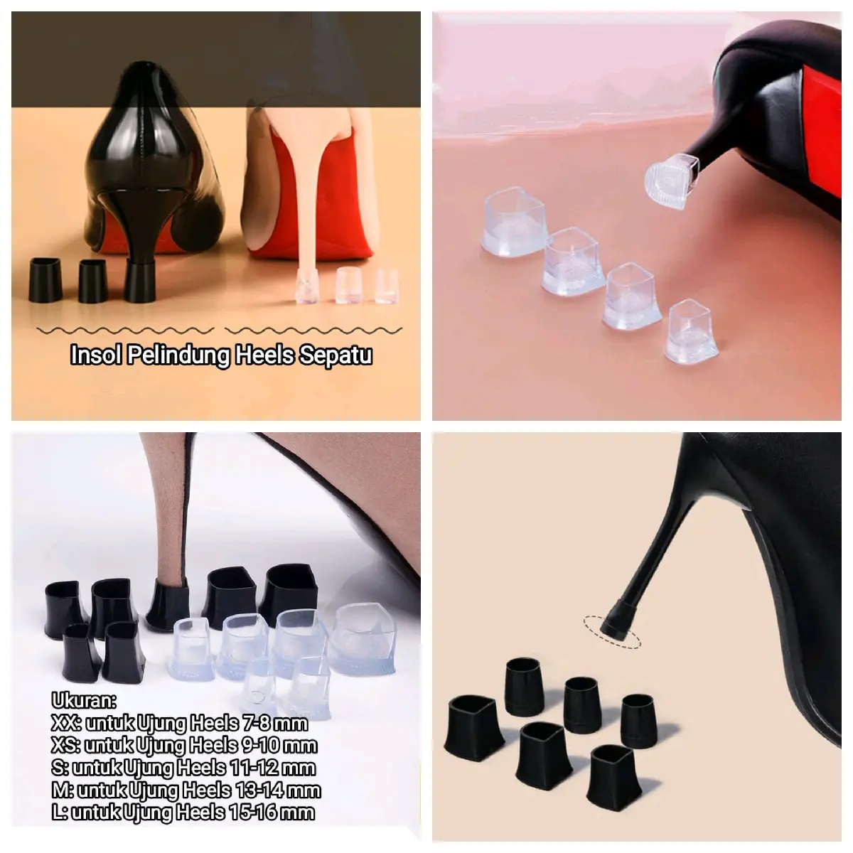 Sepasang Protektor Pelindung Sepatu High Heels Anti Slip Insole Pelindung Hak Tinggi Model Tapal Kuda U Shoes