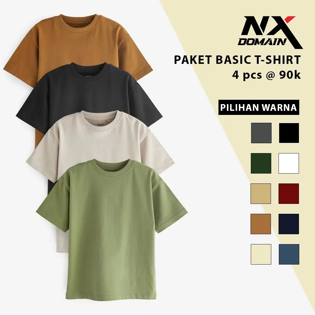 (Paket isi 4pcs) Baju Kaos Polos Nxdomain Bahan Polyester Soft 24s Kaos Polos Pria Size L sd Jumbo 5XL