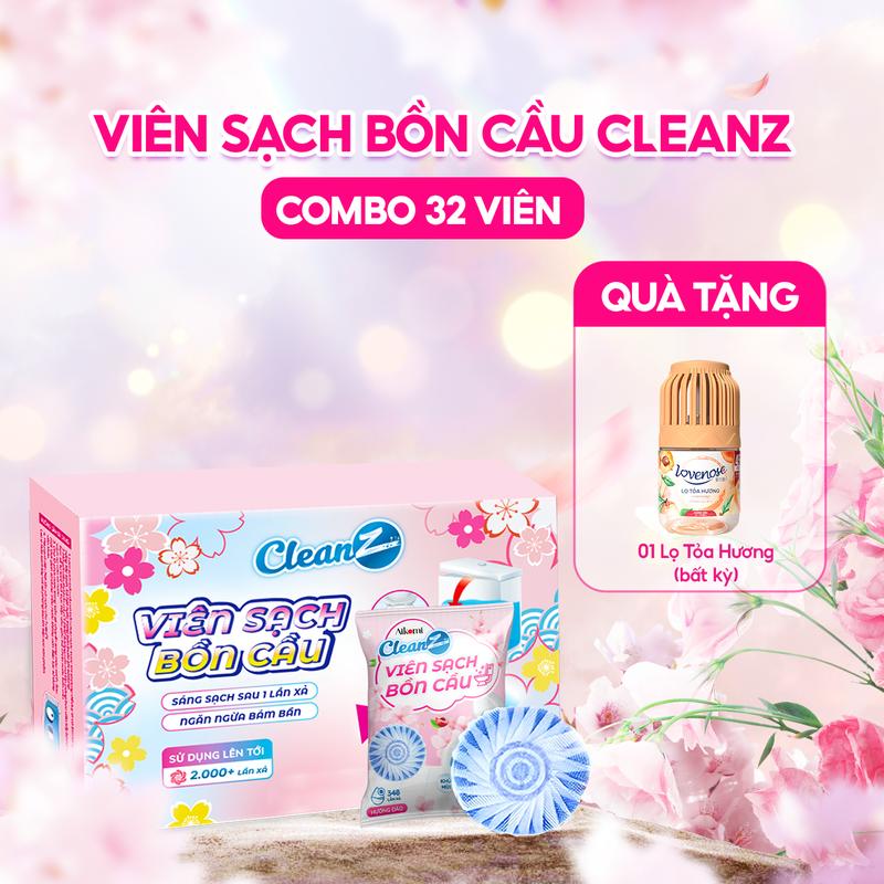Combo 32 Viên Sạch Bồn Cầu CleanZ + 01 Lọ tỏa hương Đào