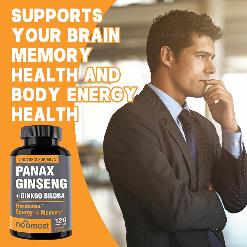 Panax Ginseng + Ginkgo Biloba Capsules Supplements - Memory.Energy. Hormones.  - 30/60/120 Capsules 3