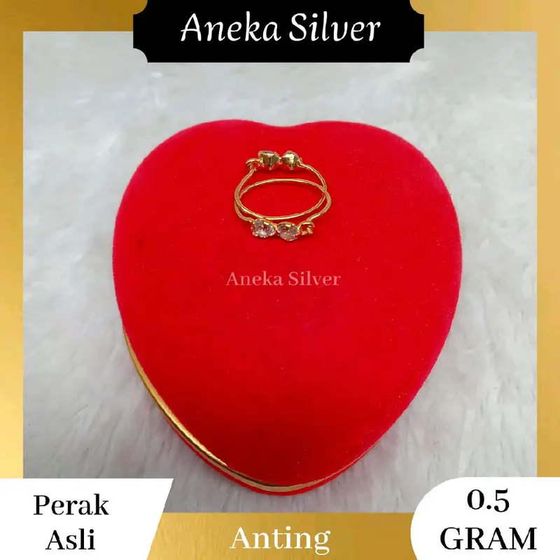 Anting Knip 2 Mata Gold, Perak 925 - Model Terbaru 3