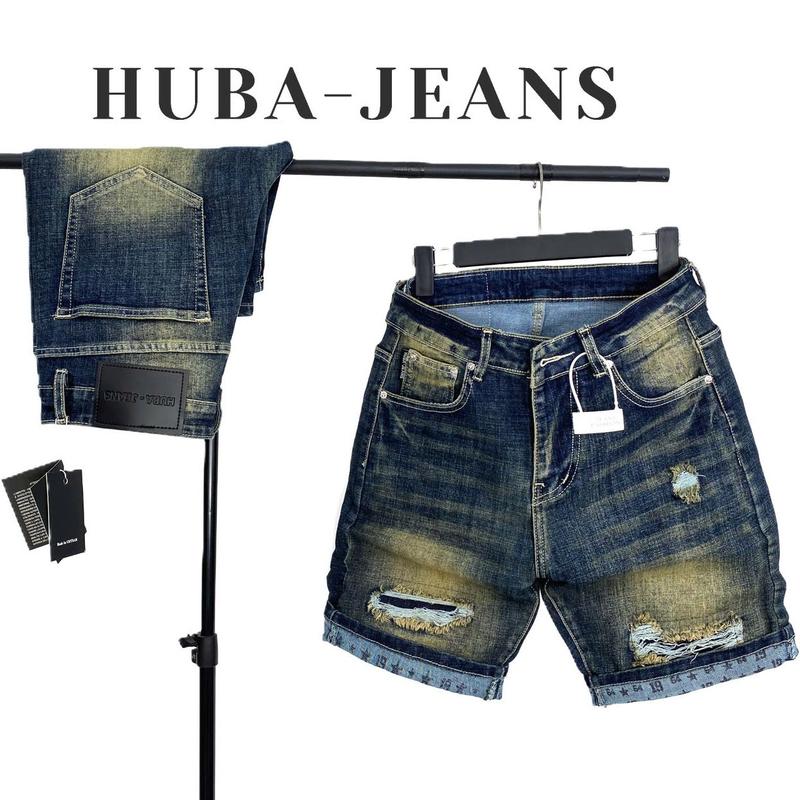  HUBA-JEANS Quần Jean Nam Sọt Wash Rách Slimfit Thoải Mái Chất Liệu Cao Cấp Co Giãn Tốt Phù Hợp Cho Nam Hiện Đại Vải Denim Dày Dặn Mềm Mịn Không Ra Màu 