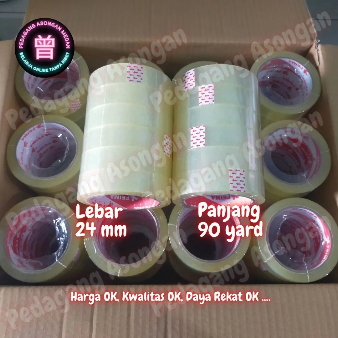 Lakban Bening 1 Inch 1 Pack Isi 6 Roll 24mmx90Yard Selotip Transparan Selasiban Isolasi Kualitas