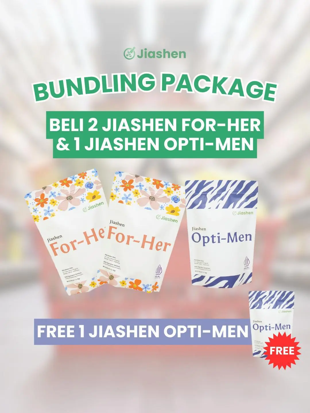 Jiashen Beli 3 Gratis 1 - Jiashen 2 For-her & 1 Opti-Men Free 1 Optimen